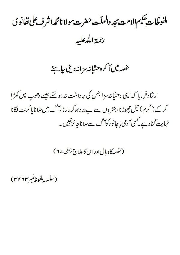 غصہ میں آ کر وحشیانہ سزا نہ دینی چاہئے غصہ میں آ کر وحشیانہ سزا نہ دینی چاہئے