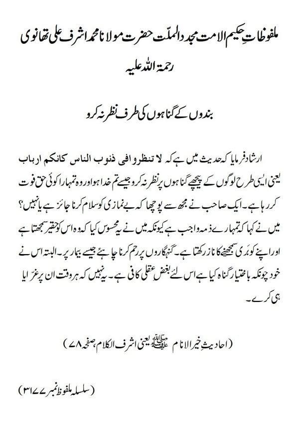 بندوں کے گناہوں کی طرف نظر نہ کرو بندوں کے گناہوں کی طرف نظر نہ کرو