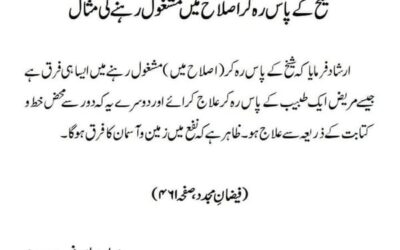 شیخ کے پاس رہ کر اصلاح میں مشغول رہنے کی مثال